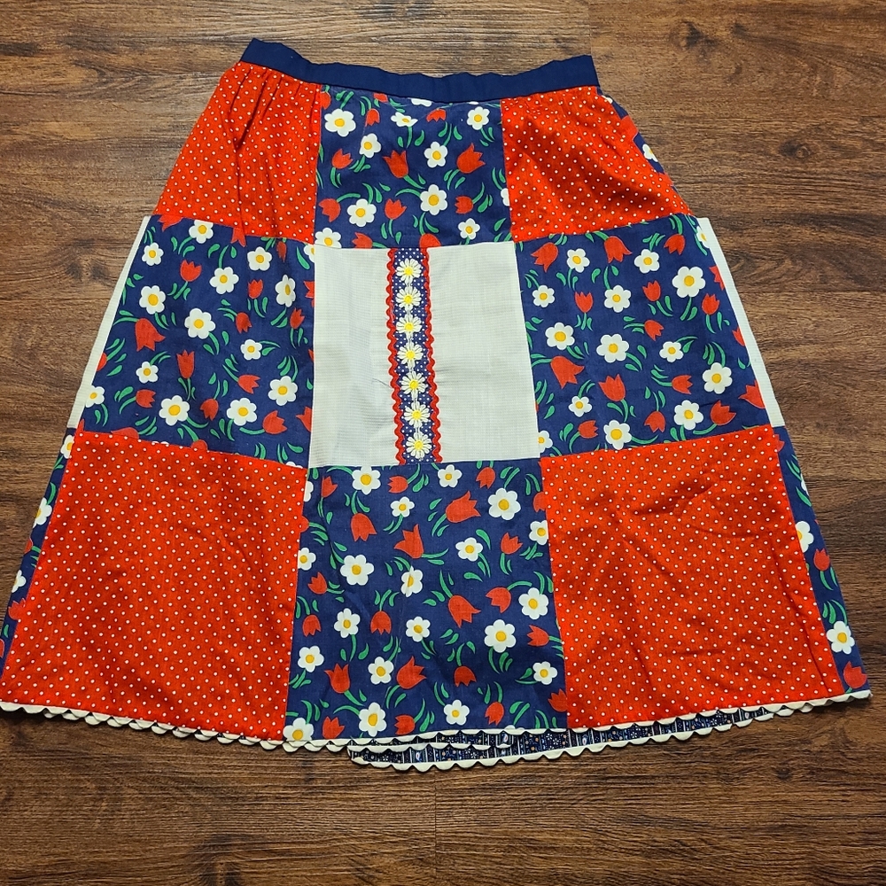 Vintage 70s Patchwork Reversible Floral Wrap Skirt S - Picture 4 of 9